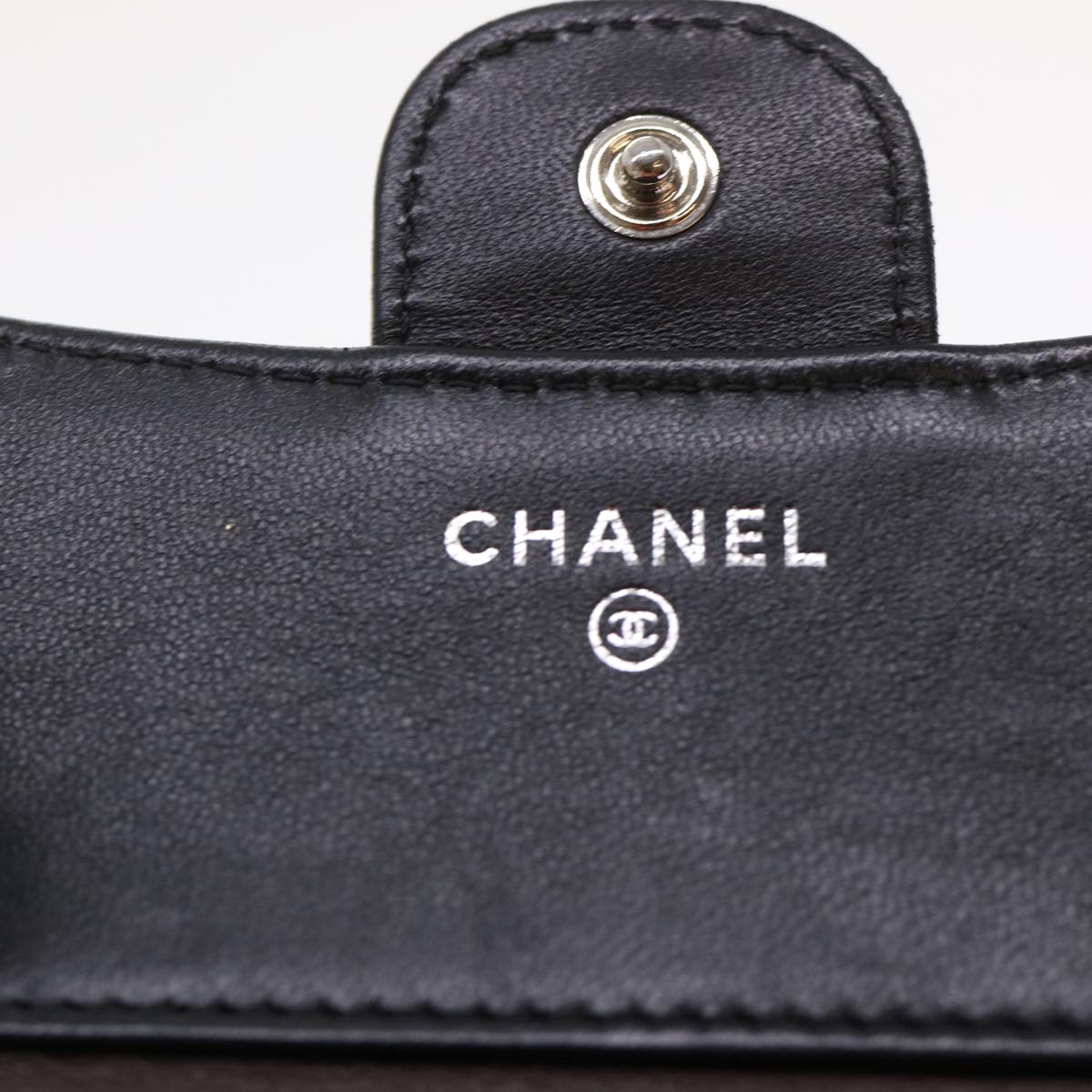 CHANEL Matelasse Wallet Lamb Skin Black CC  47561
