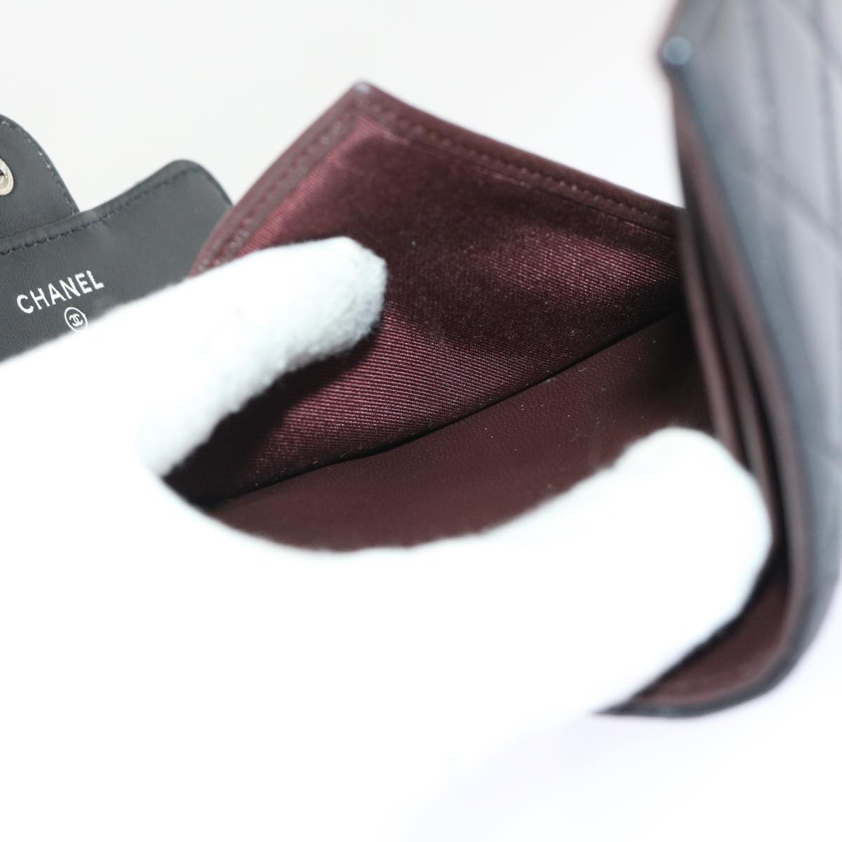 CHANEL Matelasse Wallet Lamb Skin Black CC  47561
