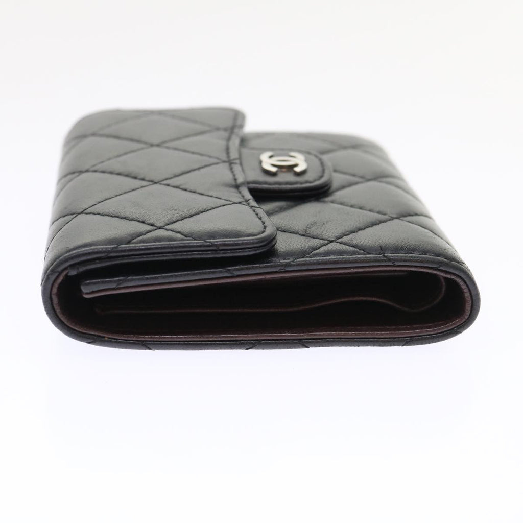 CHANEL Matelasse Wallet Lamb Skin Black CC  47561