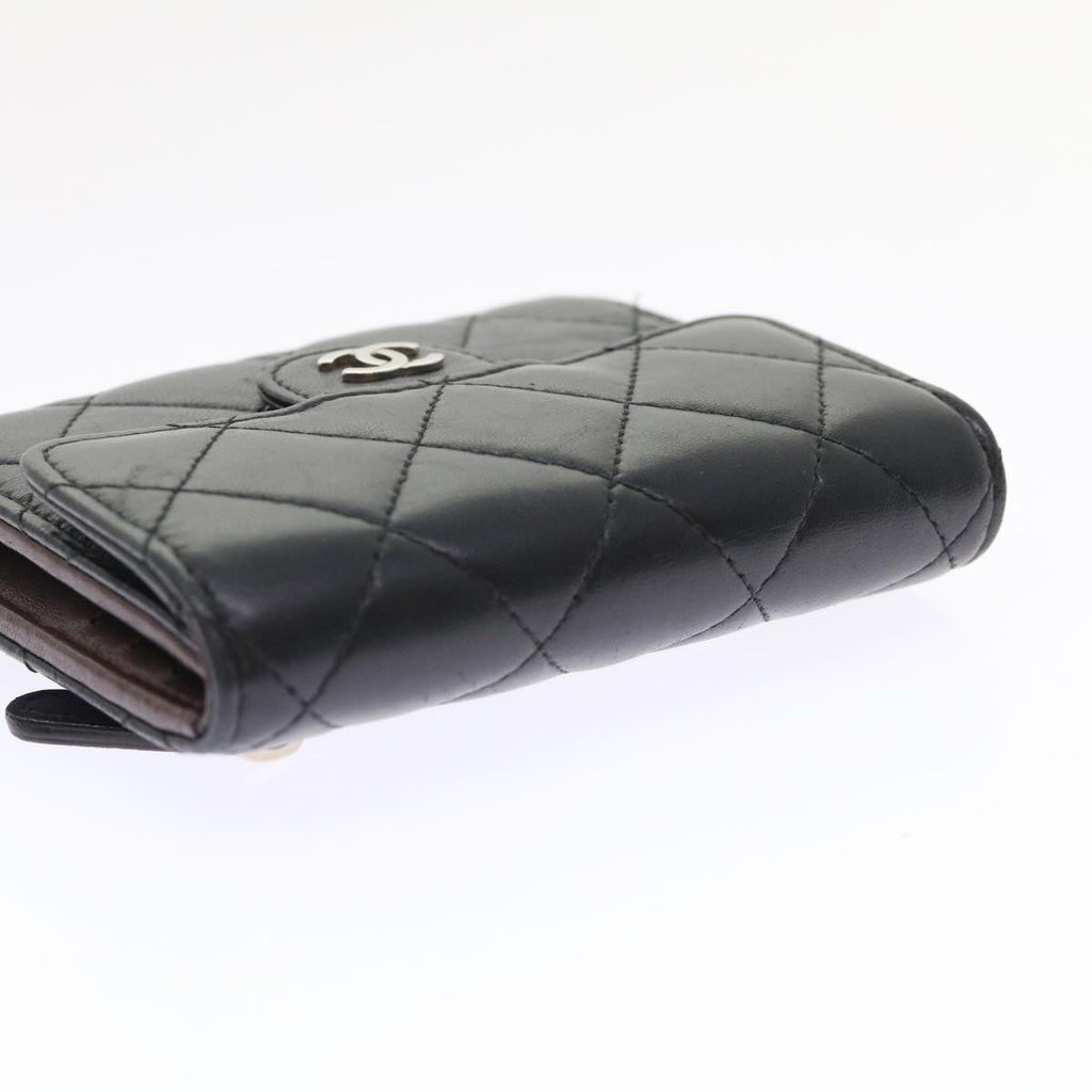CHANEL Matelasse Wallet Lamb Skin Black CC  47561