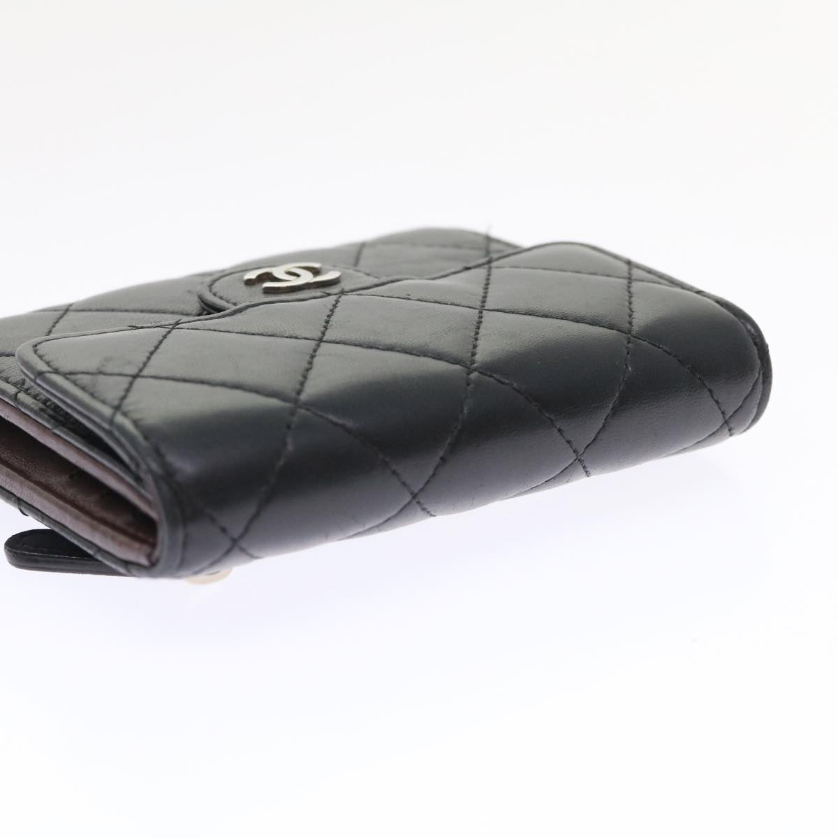 CHANEL Matelasse Wallet Lamb Skin Black CC  47561