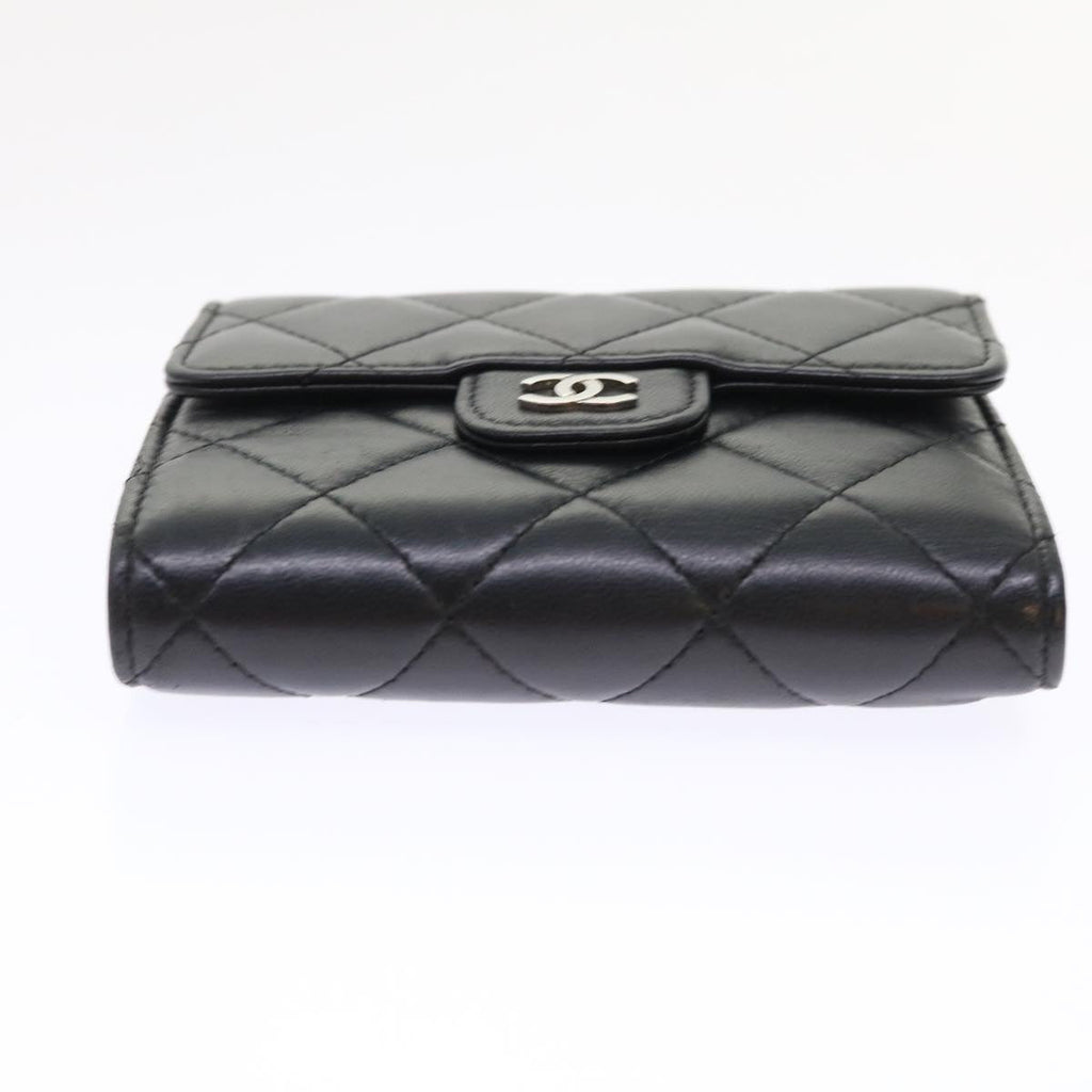 CHANEL Matelasse Wallet Lamb Skin Black CC  47561