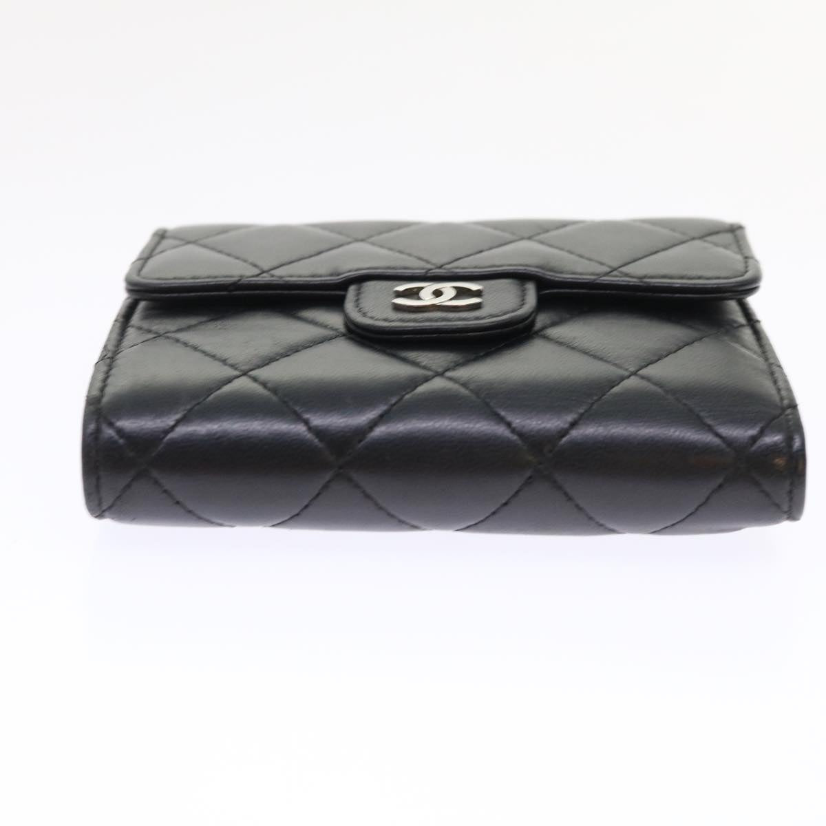 CHANEL Matelasse Wallet Lamb Skin Black CC  47561