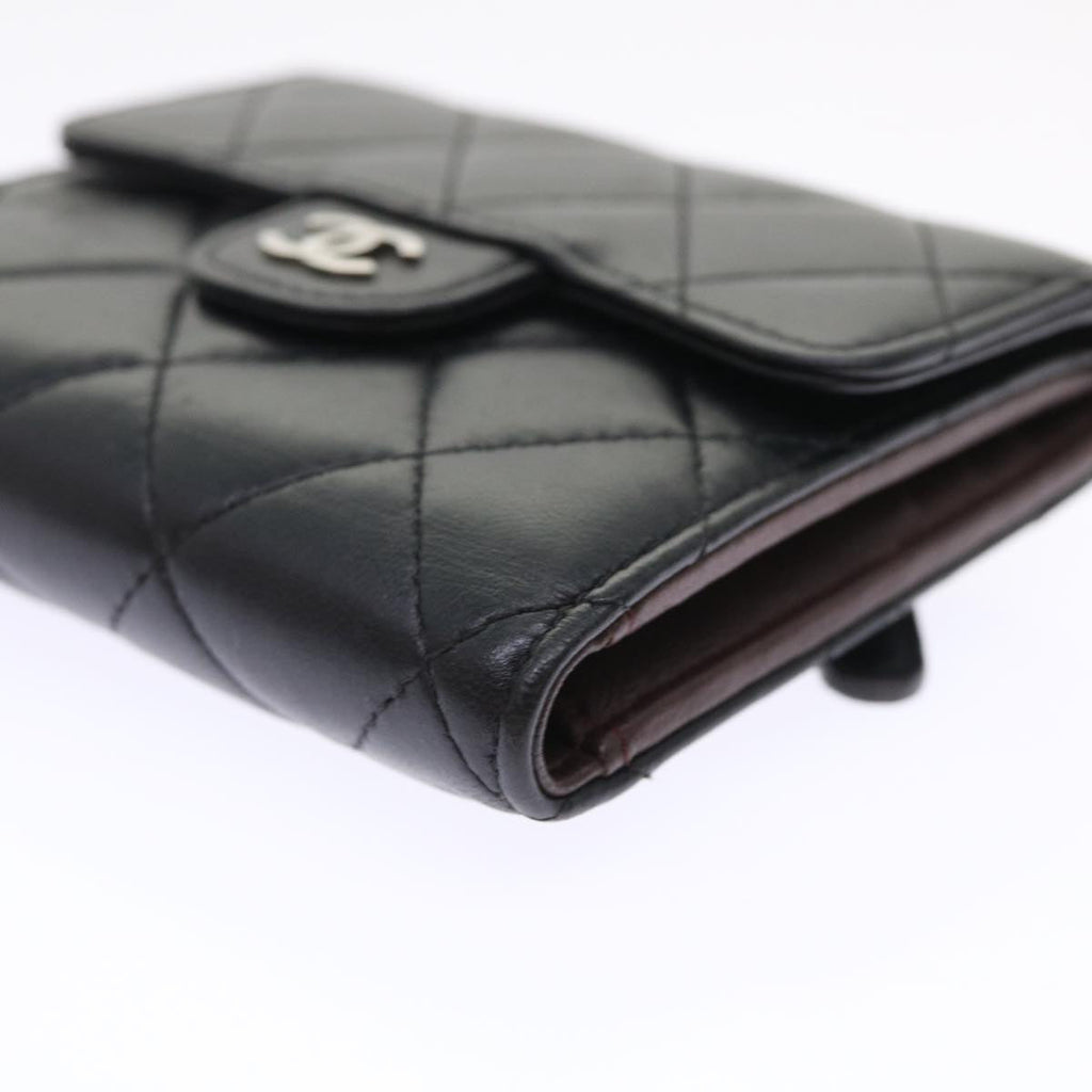 CHANEL Matelasse Wallet Lamb Skin Black CC  47561