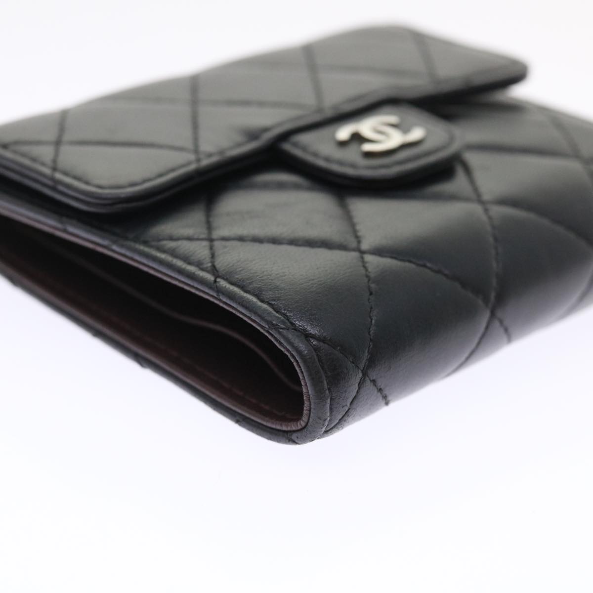 CHANEL Matelasse Wallet Lamb Skin Black CC  47561