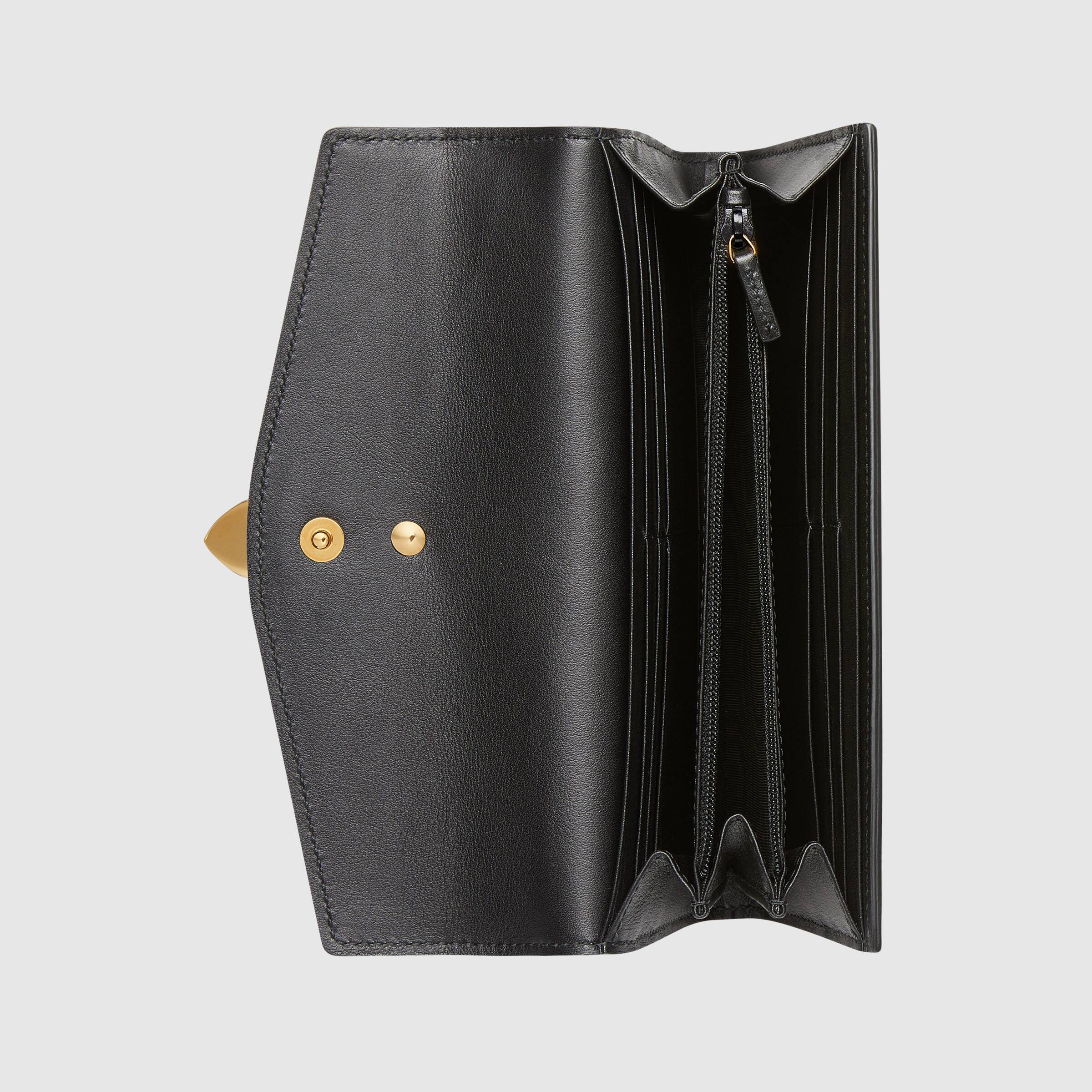 Gucci Sylvie Leather Zip Around Wallet Black