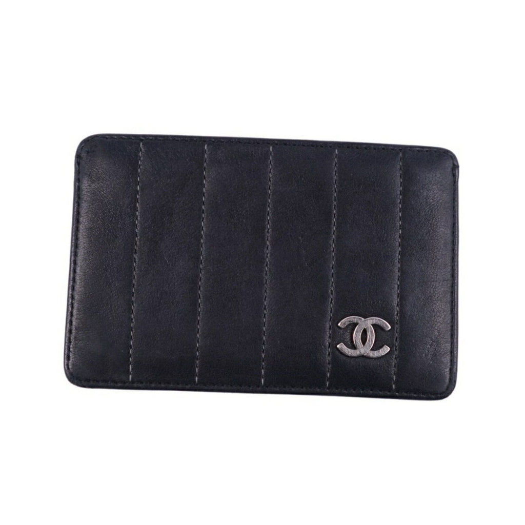 Chanel Black Leather Porte carte wallet accessories