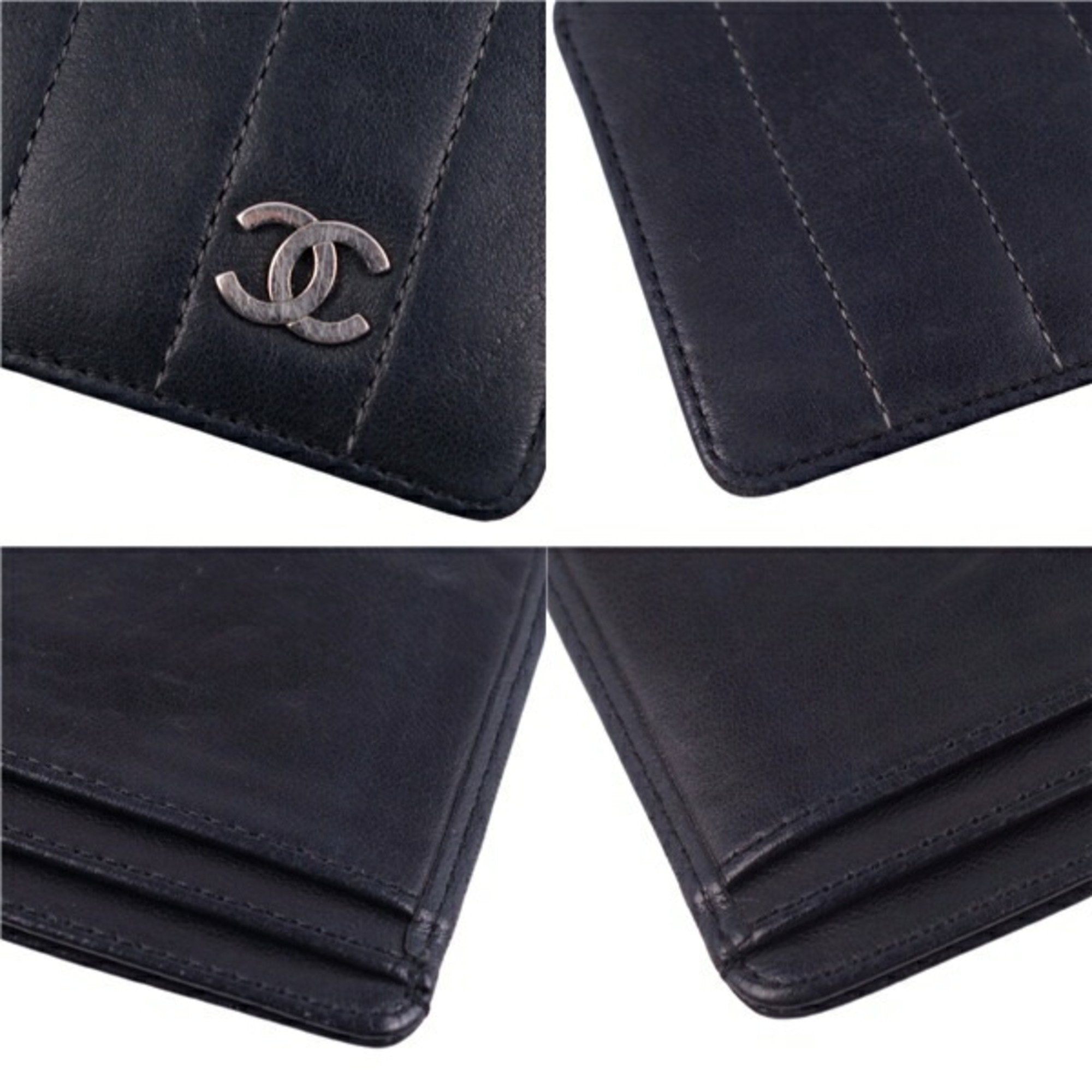 Chanel Black Leather Porte carte wallet accessories