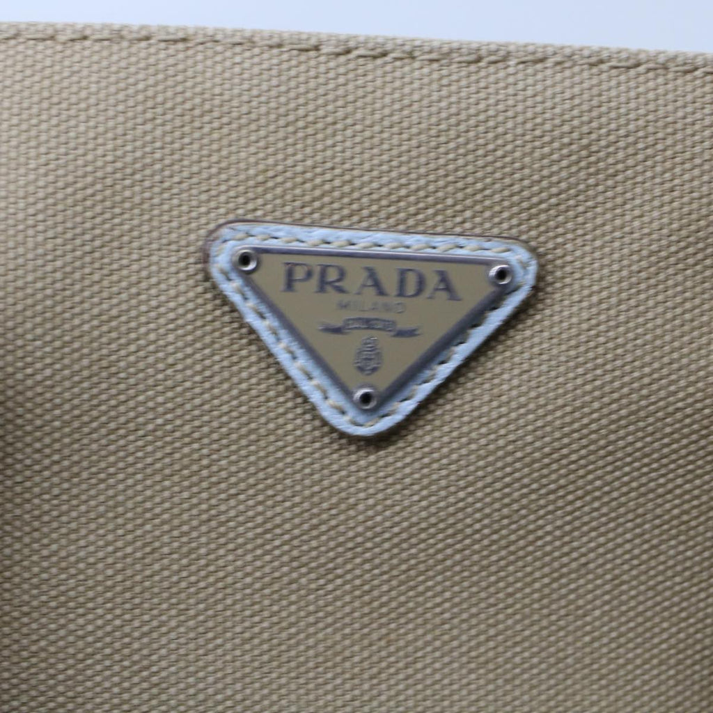 PRADA Tote Bag Canvas Leather Beige  48761