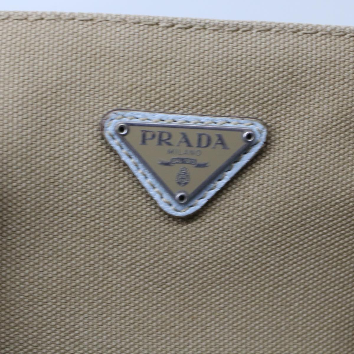 PRADA Tote Bag Canvas Leather Beige  48761