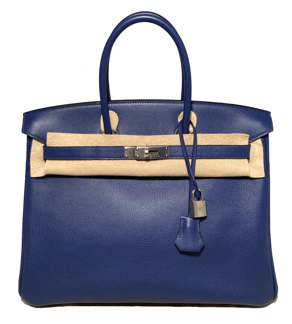 Rare Hermes Blue Sapphire Taurillon Novillo Sea Surf & Fun Birkin 35