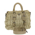 PRADA Hand Bag Nylon Leather 2way Beige Cream  49307