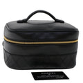 CHANEL Vanity Cosmetic Pouch Lamb Skin Black CC  49400A