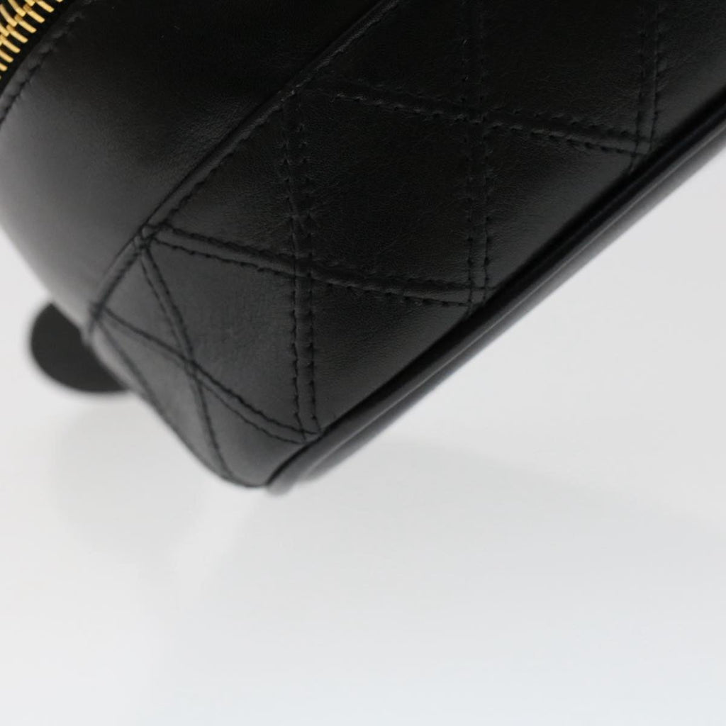 CHANEL Vanity Cosmetic Pouch Lamb Skin Black CC  49400A
