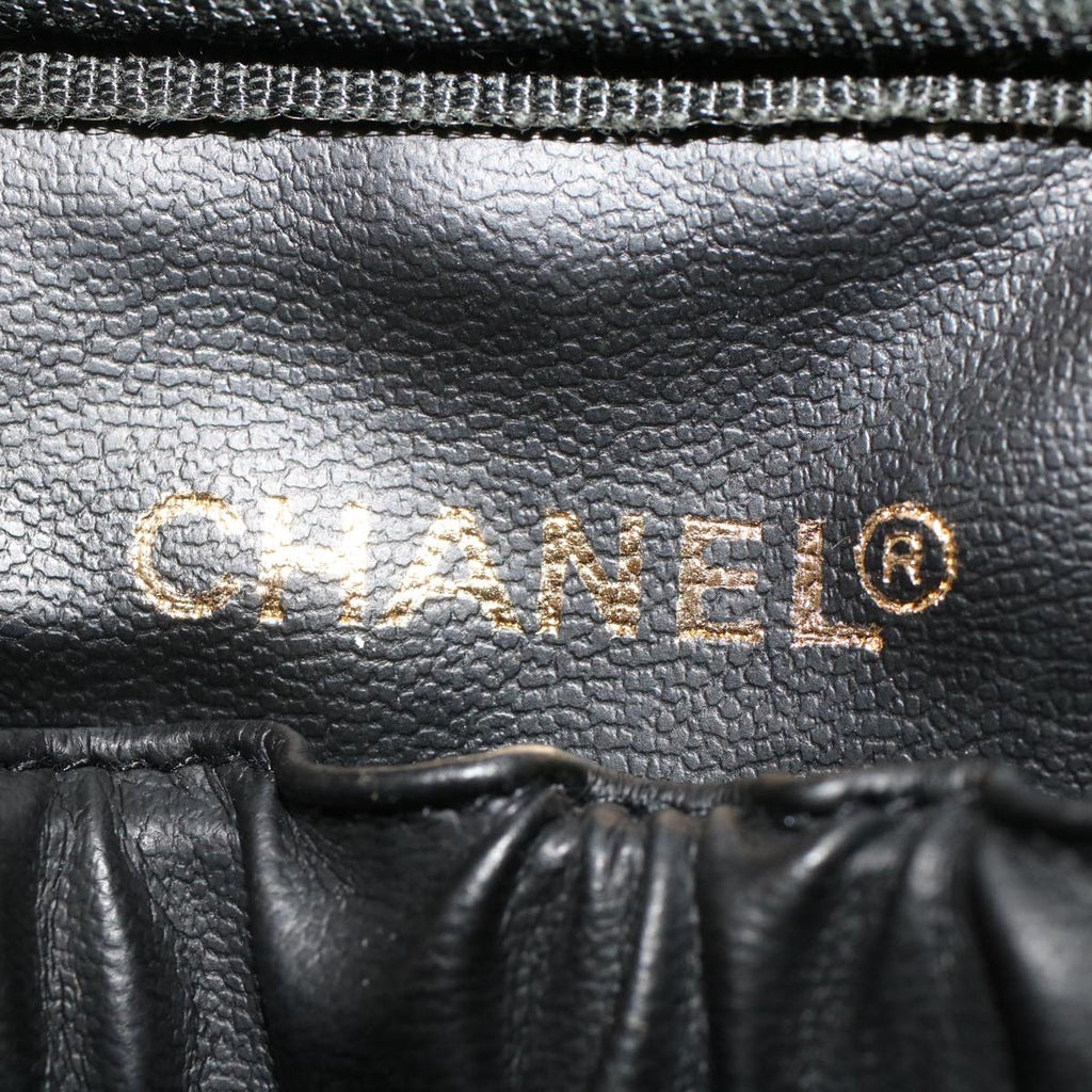 CHANEL Vanity Cosmetic Pouch Lamb Skin Black CC  49400A