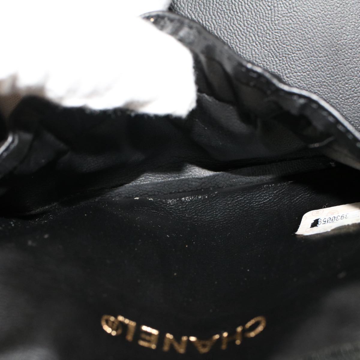 CHANEL Vanity Cosmetic Pouch Lamb Skin Black CC  49400A