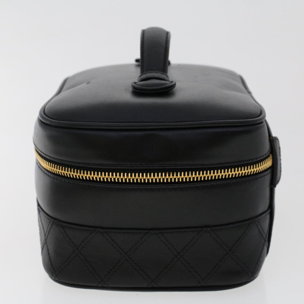 CHANEL Vanity Cosmetic Pouch Lamb Skin Black CC  49400A