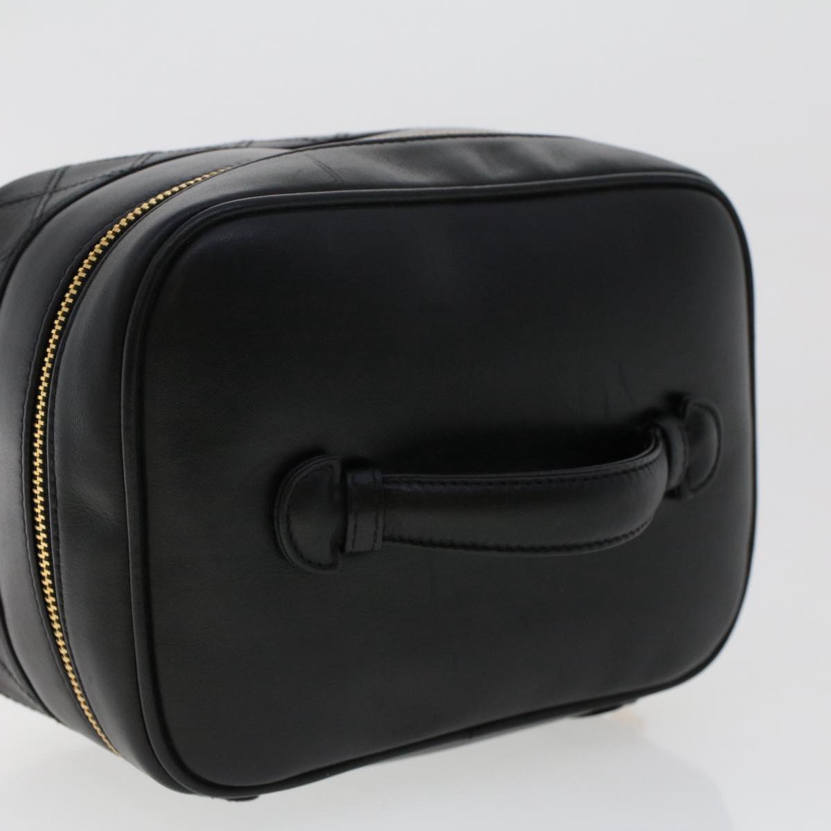 CHANEL Vanity Cosmetic Pouch Lamb Skin Black CC  49400A