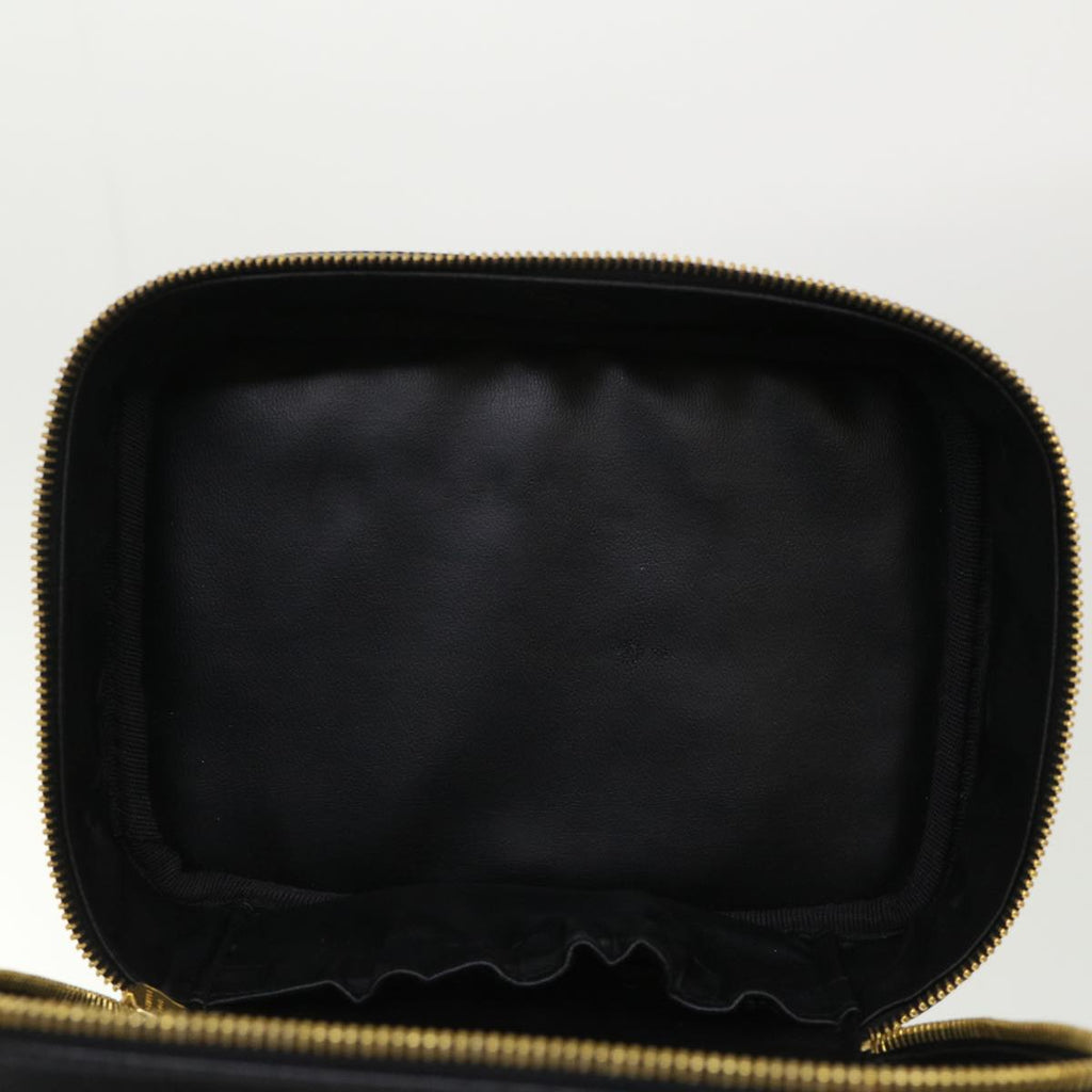 CHANEL Vanity Cosmetic Pouch Lamb Skin Beige CC Auth 49478A