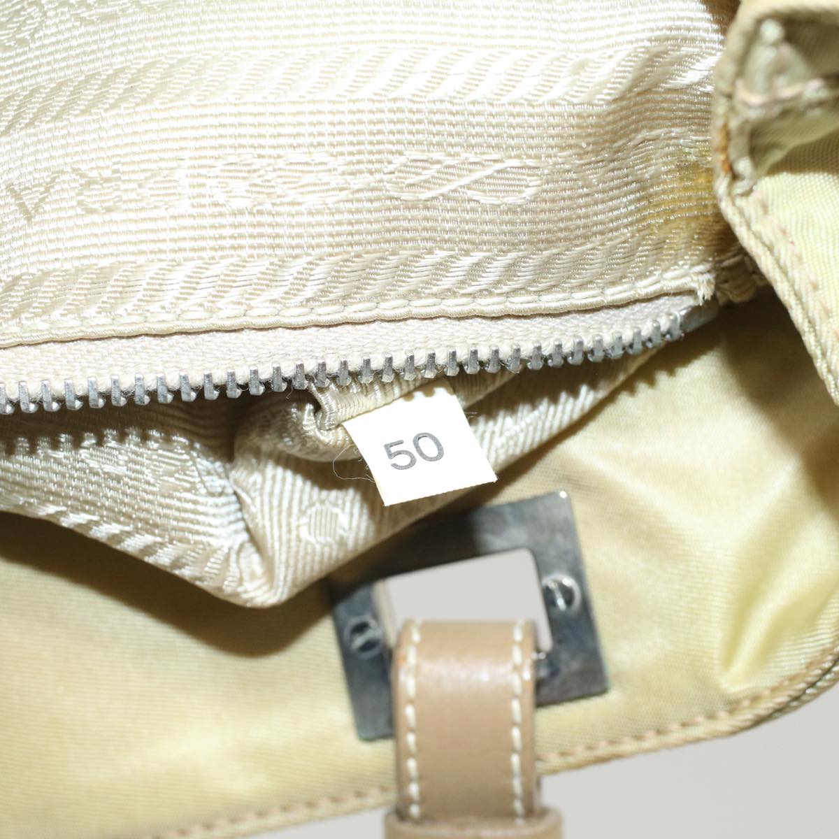 PRADA Hand Bag Nylon Beige  49590