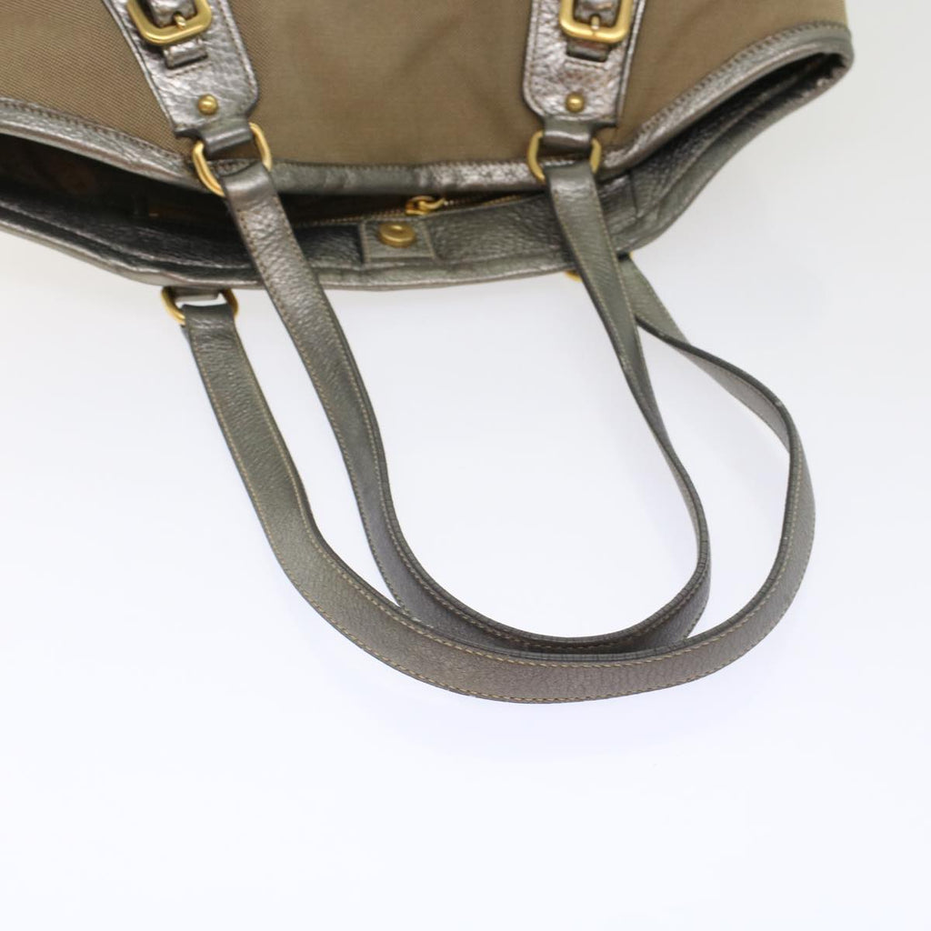 PRADA Tote Bag Canvas Leather Beige  49595