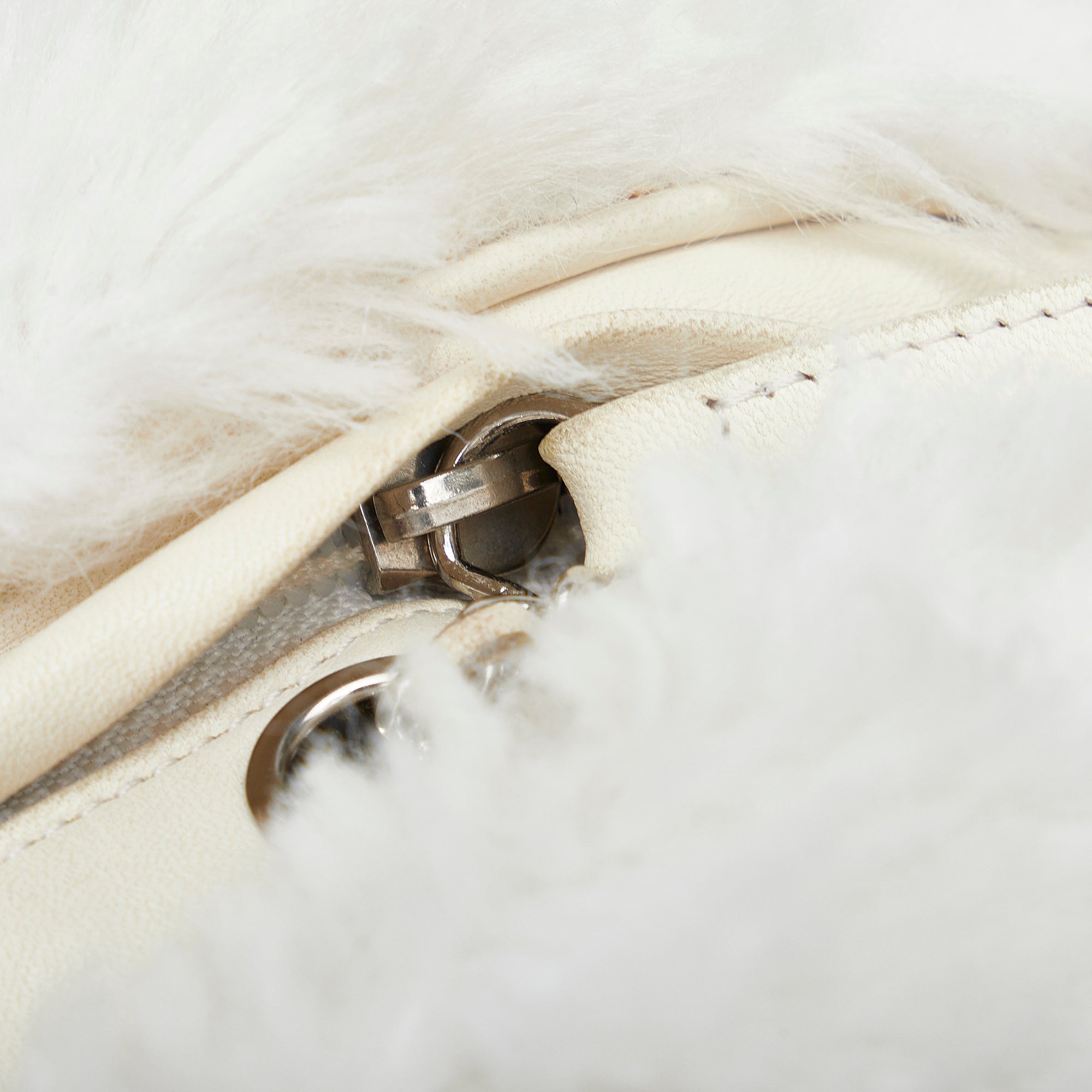 CHANEL CC Crystal Embellished Faux Fur Round Crossbody Crossbody Bag
