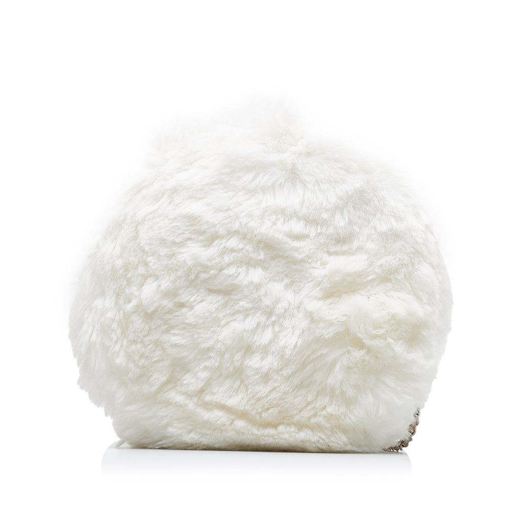 CHANEL CC Crystal Embellished Faux Fur Round Crossbody Crossbody Bag