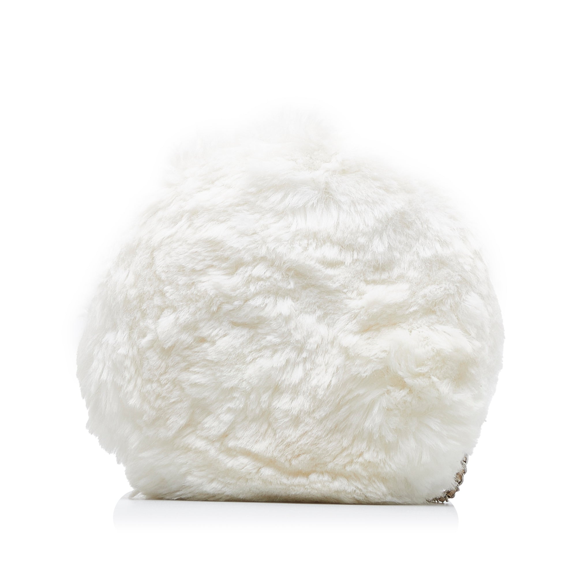CHANEL CC Crystal Embellished Faux Fur Round Crossbody Crossbody Bag