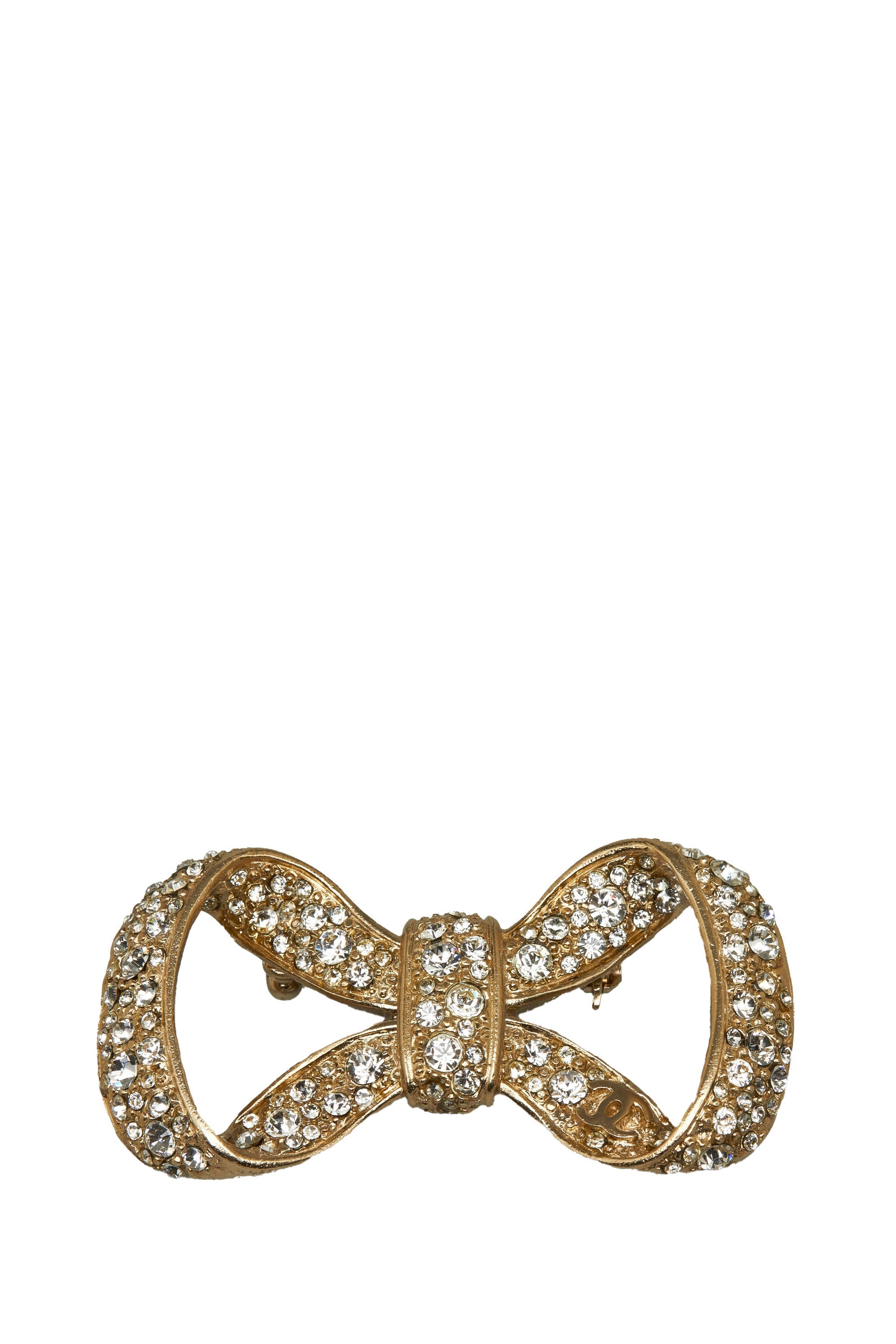 CHANEL Crystal Bow Brooch Costume Brooch