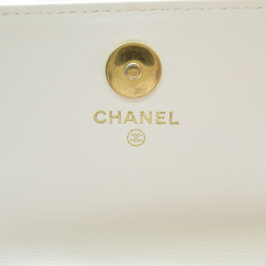 CHANEL Lambskin Pearl Signature Flap Phone Holder Crossbody Bag