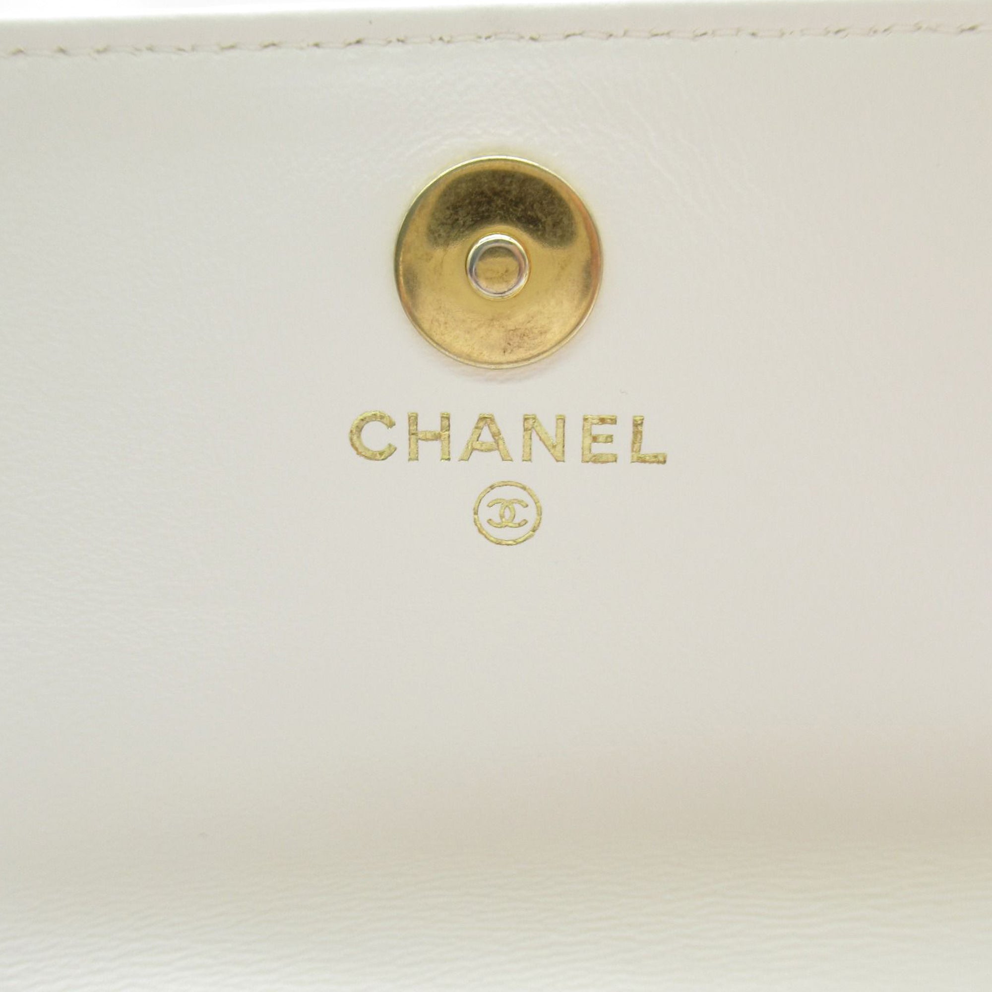 CHANEL Lambskin Pearl Signature Flap Phone Holder Crossbody Bag