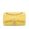 Chanel Classic Double Flap Medium Yellow Lambskin Silver