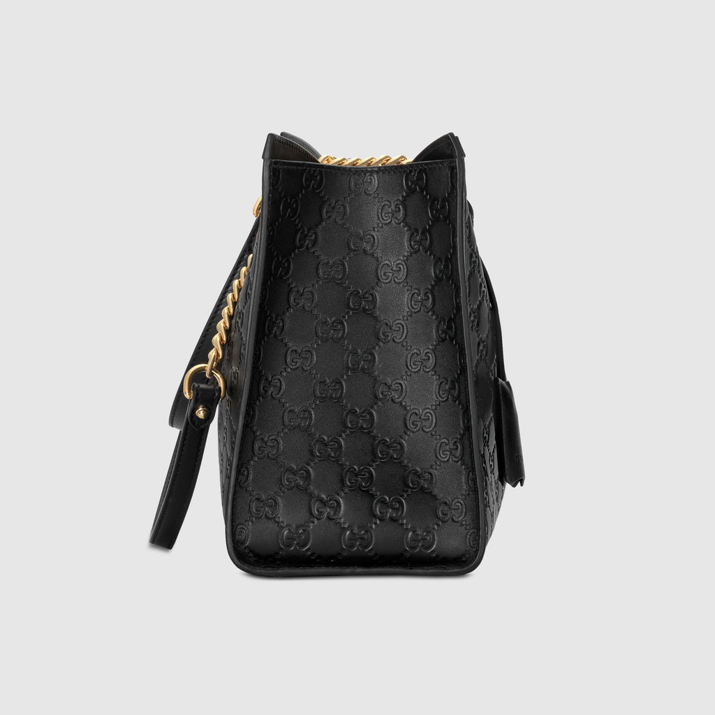 Gucci Padlock Signature Medium Soft Leather Shoulder Bag Black