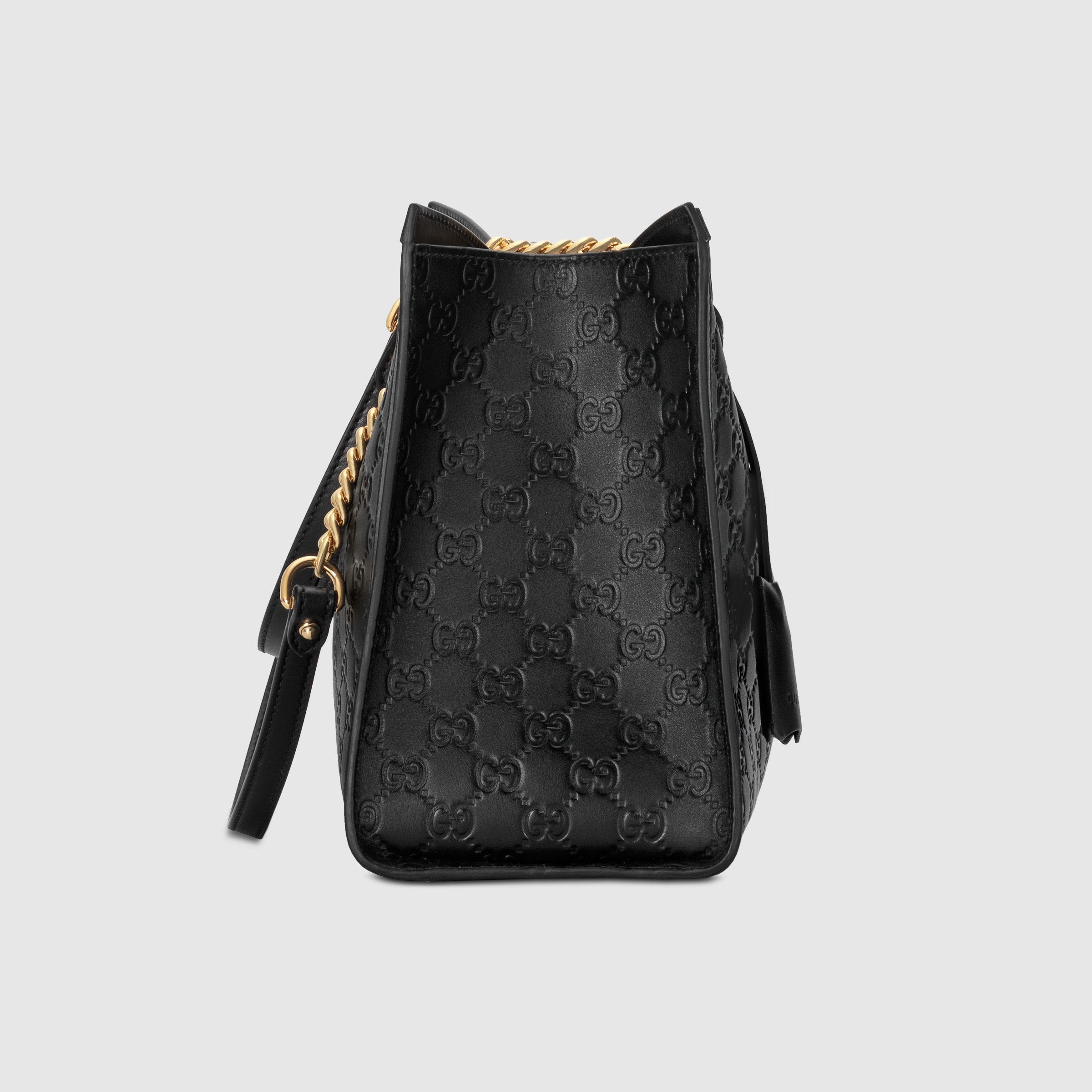 Gucci Padlock Signature Medium Soft Leather Shoulder Bag Black