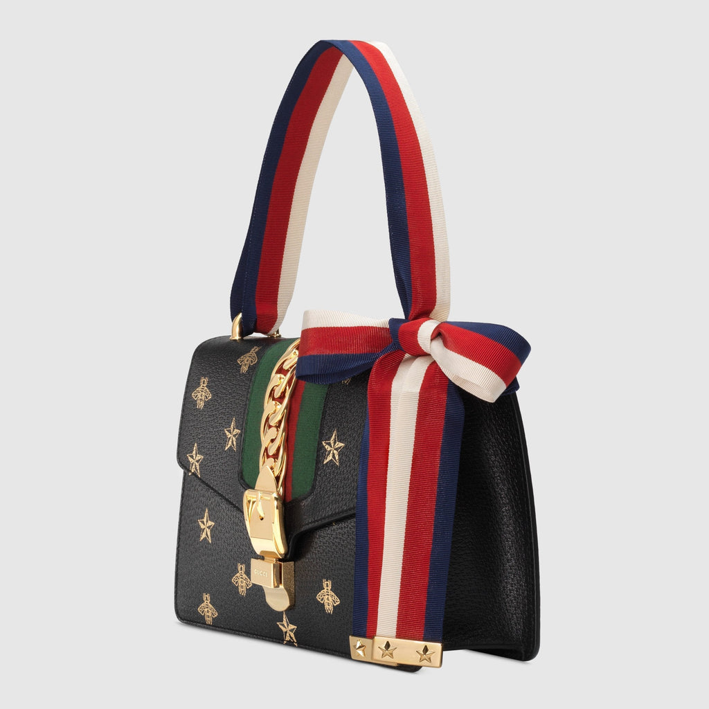 Gucci Sylvie Bee Star Small Shoulder Bag Black