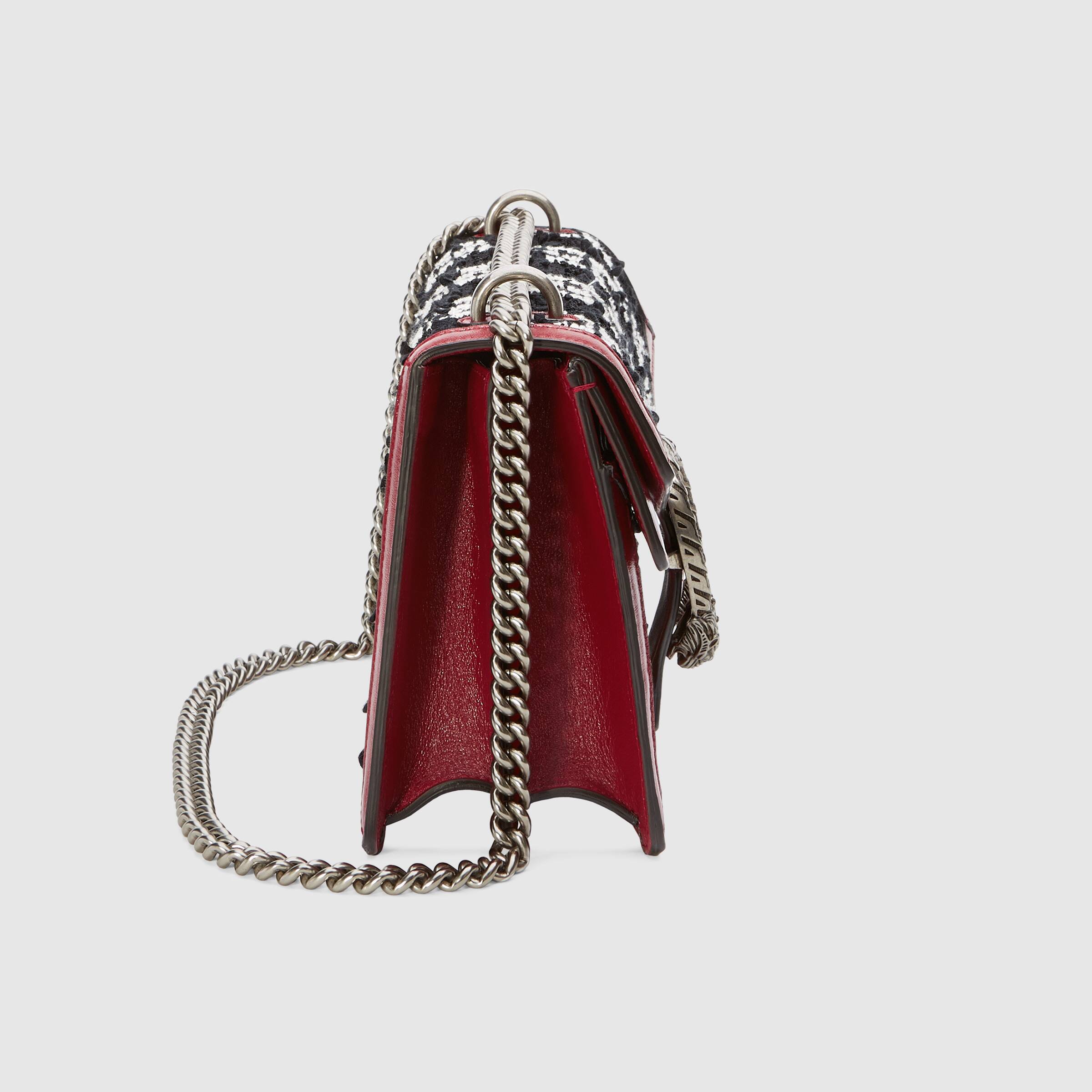 Gucci Dionysus GG Tweed Small Shoulder Bag White/Black