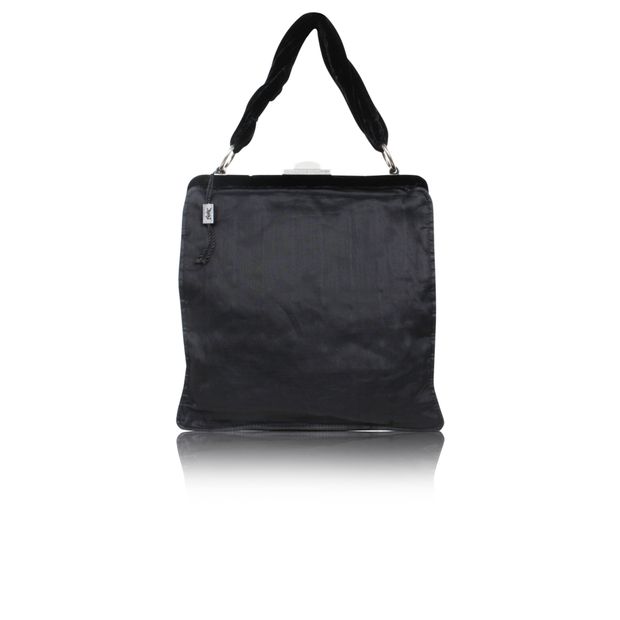 YVES SAINT LAURENT Black Silk And Velvet Frame Bag