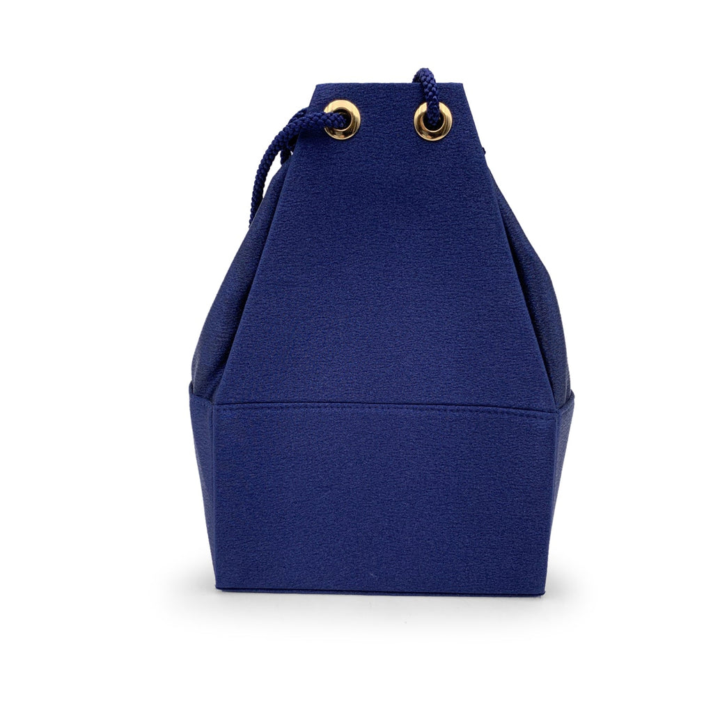 YVES SAINT LAURENT Vintage Blue Satin Shoulder Drawstring Box Bag