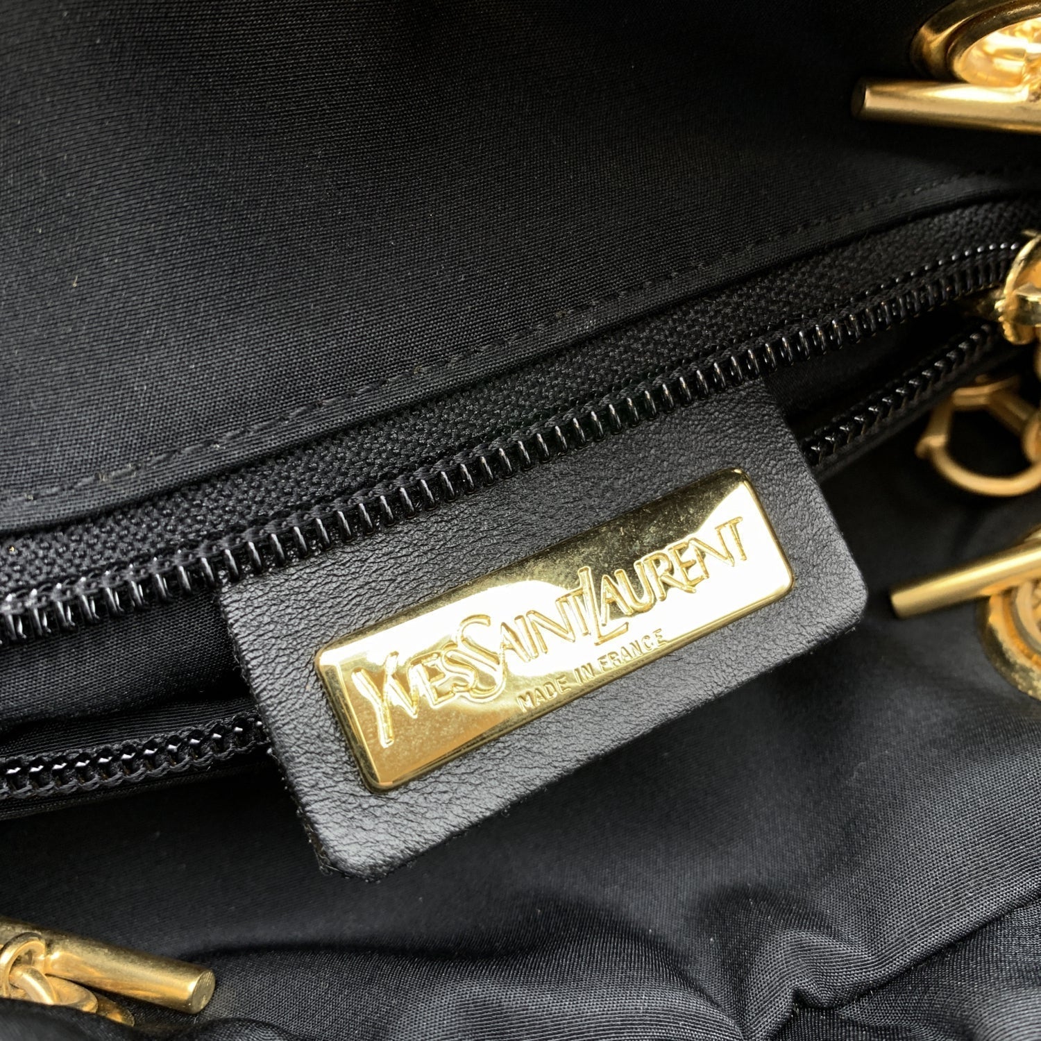 YVES SAINT LAURENT Vintage Metallic Canvas Drawstring Small Handbag