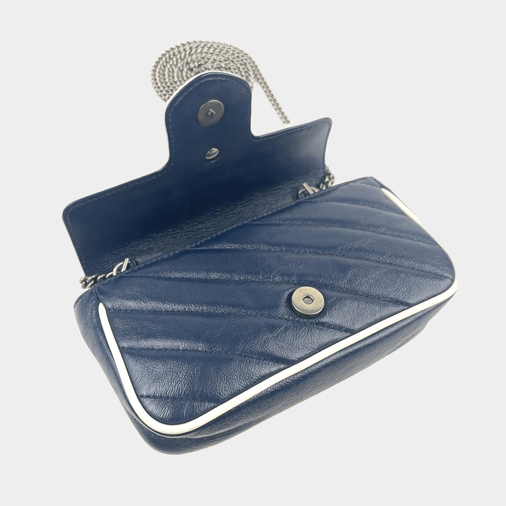 GUCCI Super Mini Matelasse GG Marmont Diagonal Torchon Shoulder Bag