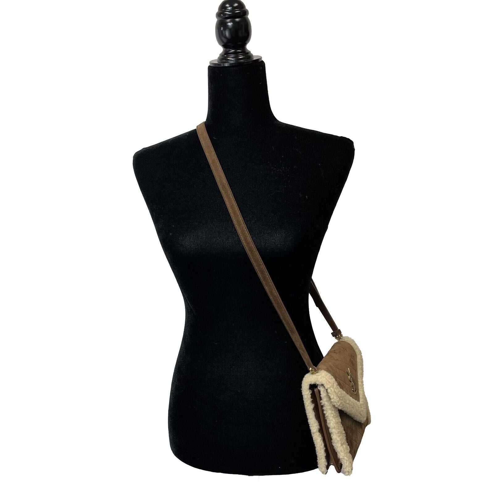 SAINT LAURENT - Gaby Mini Satchel in Quilted Suede and Shearling Crossbody