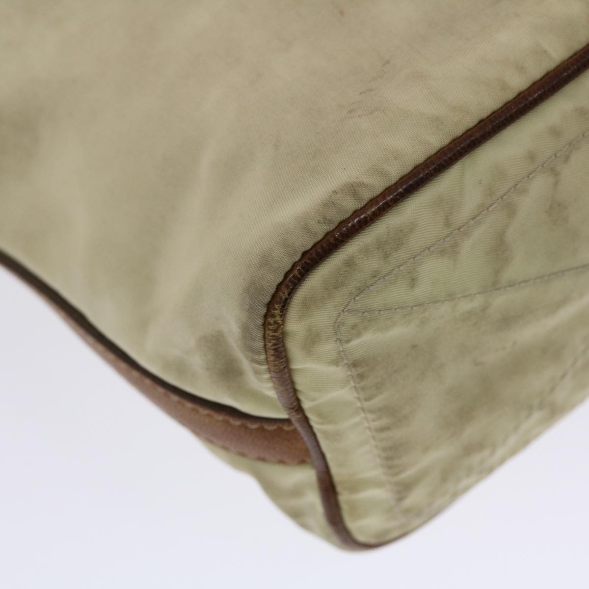 PRADA Shoulder Bag Nylon Leather Cream  50154