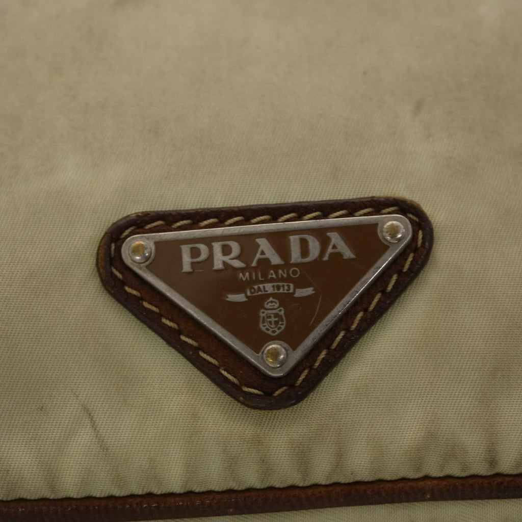 PRADA Shoulder Bag Nylon Leather Cream  50154
