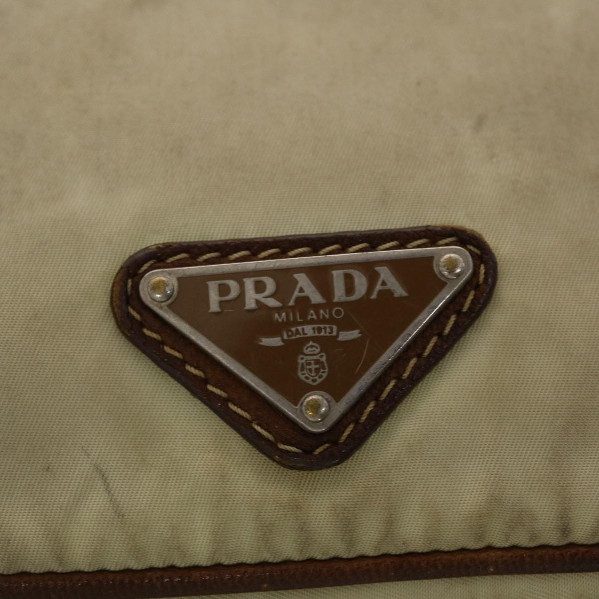 PRADA Shoulder Bag Nylon Leather Cream  50154