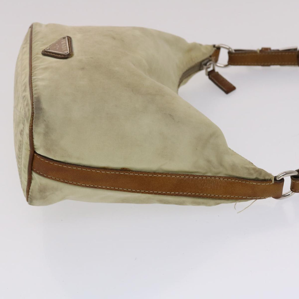 PRADA Shoulder Bag Nylon Leather Cream  50154