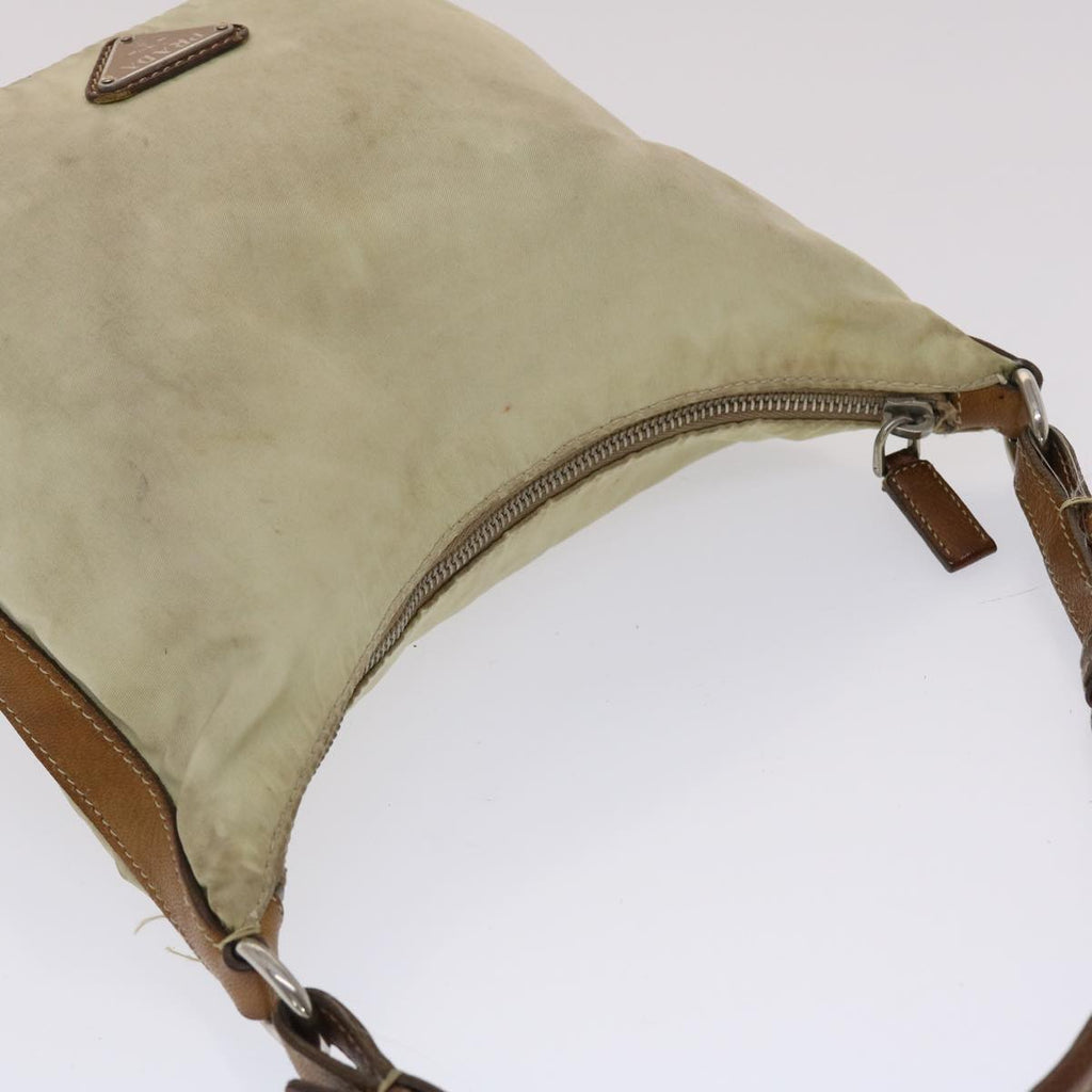 PRADA Shoulder Bag Nylon Leather Cream  50154