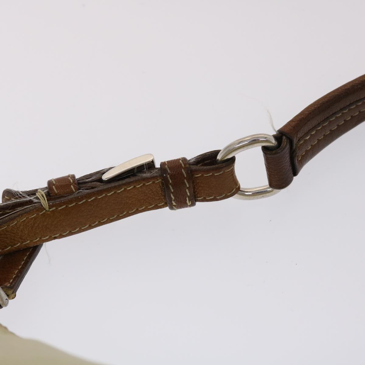 PRADA Shoulder Bag Nylon Leather Cream  50154