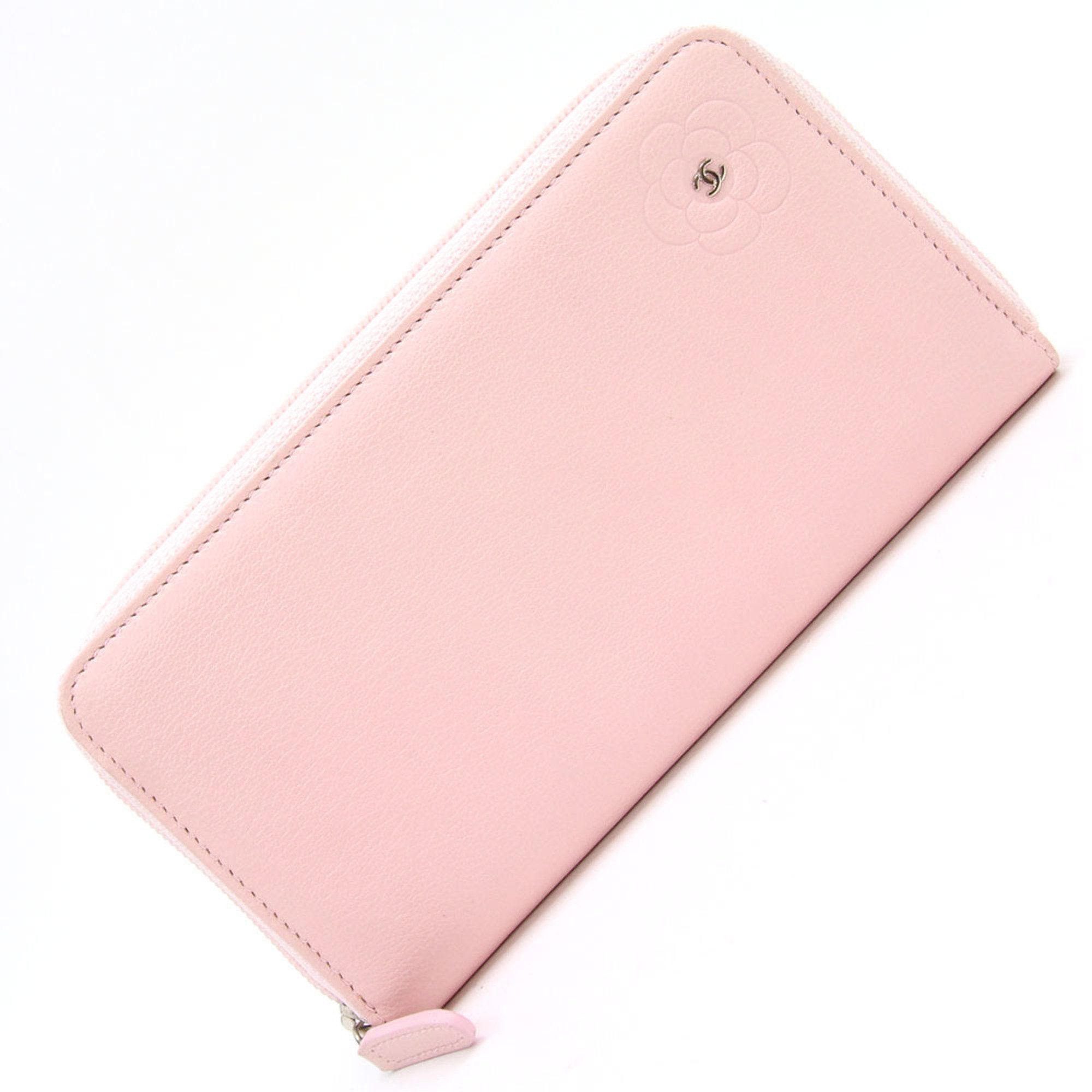 Chanel Pink Leather Camellia wallet accessories