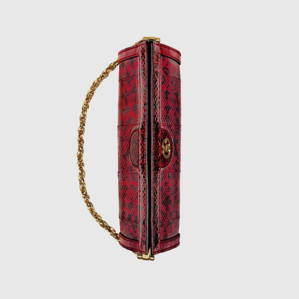 Gucci Ophidia Small Snakeskin Shoulder Bag Hibiscus Red