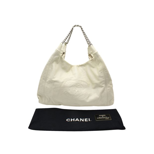 CHANEL Vintage Ivory Leather "Cc" Tote 2008-2009
